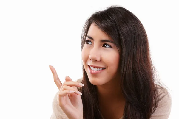 Young female pointing away — Stock Photo, Image