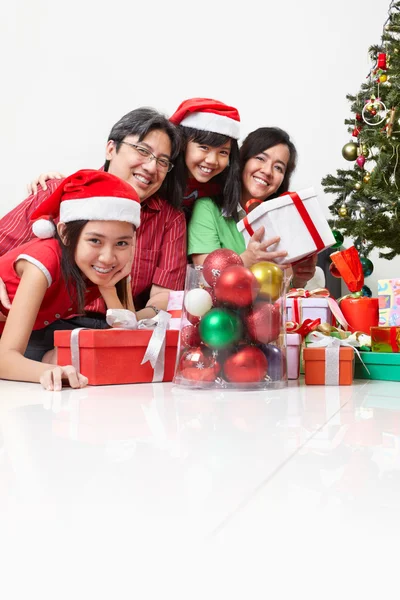 Familjen pose på jul — Stockfoto