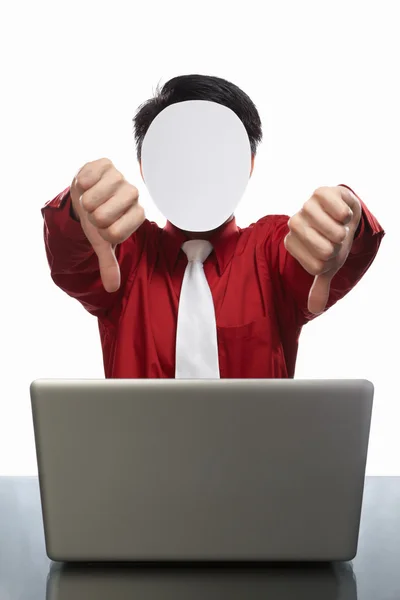 Faceless businessman and laptop — Stock Photo, Image