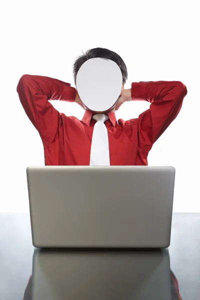 Faceless businessman and laptop — Stock Photo, Image