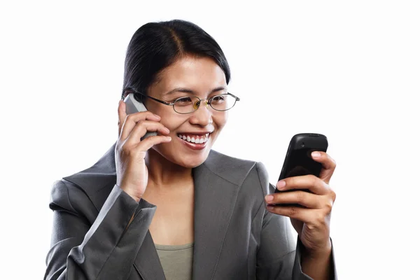 Businesswoman happy expression using video call — Stock Photo, Image