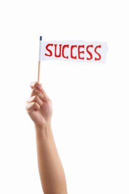 Hand holding success flag clipart