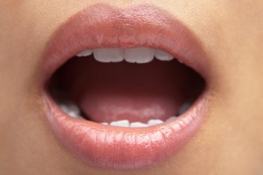 Woman's mouth open
