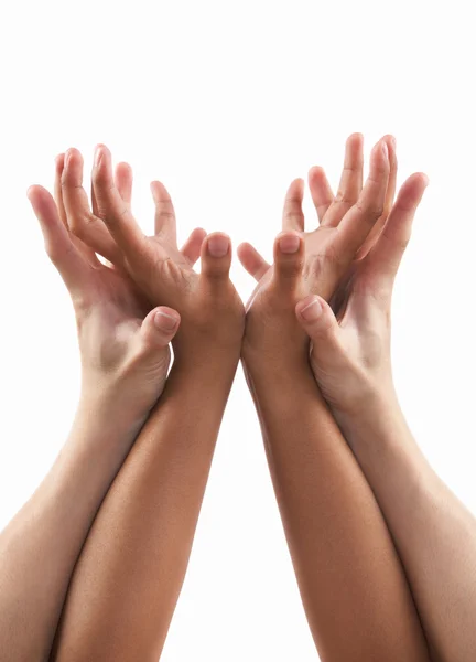 Mão de apoio unida gesto de mãos diversidade — Fotografia de Stock