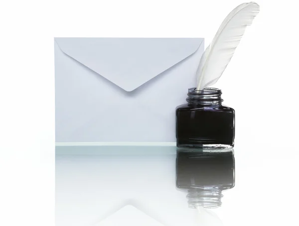 Mail, ink and quill — Stock Photo, Image