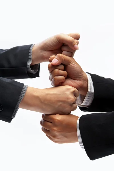 Duas mãos de empresária asiática em gesto de cooperação — Fotografia de Stock