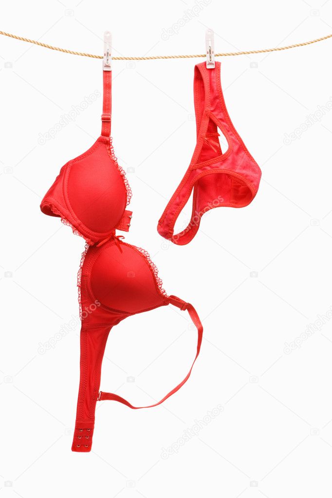 Woman's red underwear hanging on rope Stock Photo by ©OtnaYdur 11047247