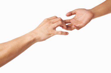 Hands trying to grab each other or seperate clipart