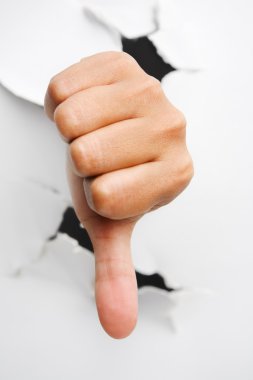 Thumb down from crack wall clipart