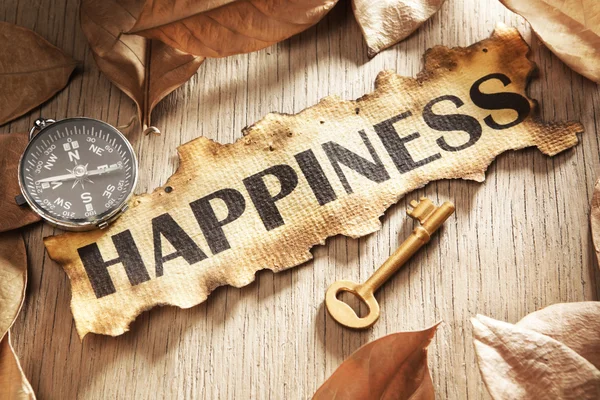 Guida e chiave del concetto di felicità — Foto Stock