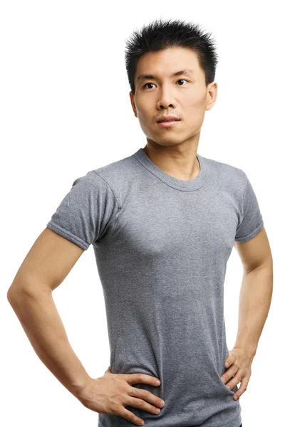 Fitness Aziatische jonge man weg op zoek — Stockfoto