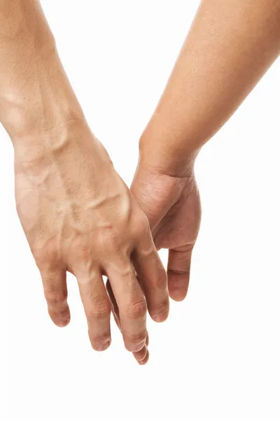 Mão de casal tentando segurar a outra mão — Fotografia de Stock