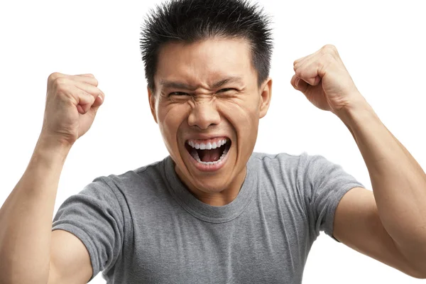 Asiático hombre expresando su excitación —  Fotos de Stock