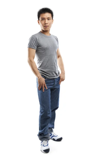 Volledige lichaam pose van jonge fitness Aziatische man — Stockfoto