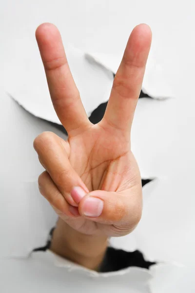 Peace or number two hand sign — Stock Photo, Image