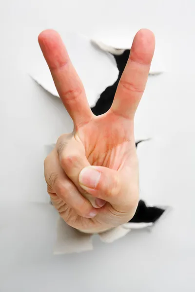 Peace or number two hand sign — Stock Photo, Image