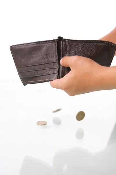 Only few coins left on the wallet — Stock Photo, Image
