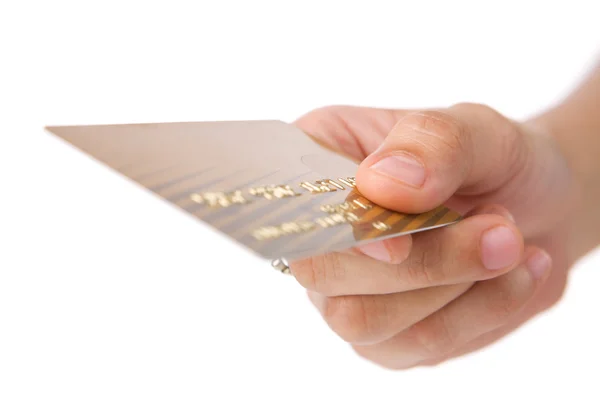 Pay using gold gredit card — Stock Photo, Image