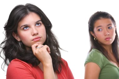 Young female ignores her friend clipart