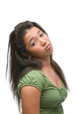 Female teenager in bad mood clipart