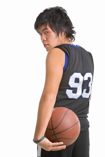 Poza graczem koszykówki z tyłu — Zdjęcie stockowe