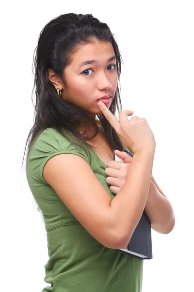 Female teenager thoughfully looking at camera — Stock Photo, Image