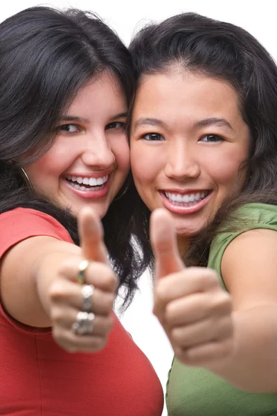 Satisfied young female teenagers — Stock Photo, Image