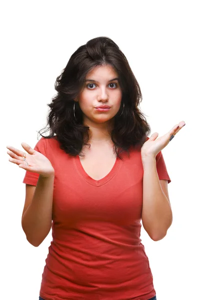 Female teenager expressing don't know — Stock Photo, Image