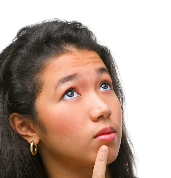 Adolescente feminina está pensando — Fotografia de Stock