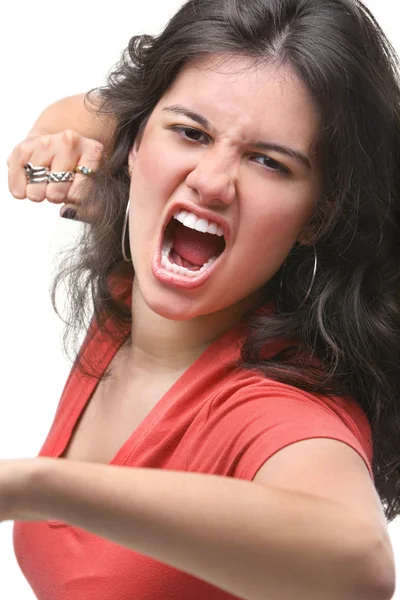 Joven hembra expresando su ira — Foto de Stock