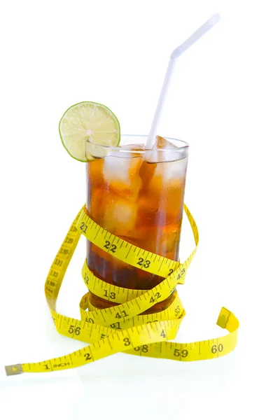Diet Soft drinks with tape measure — Stock Photo, Image