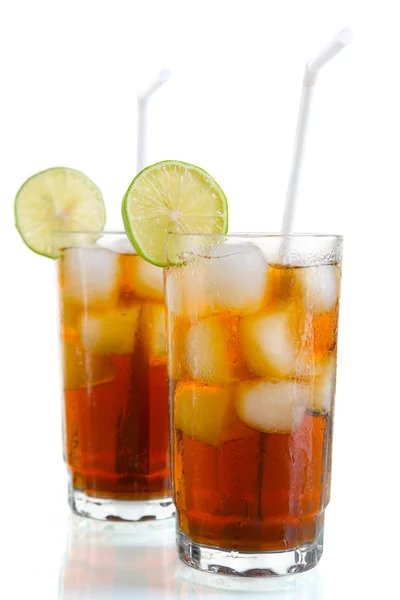 Twee glas ijs thee of cola — Stockfoto