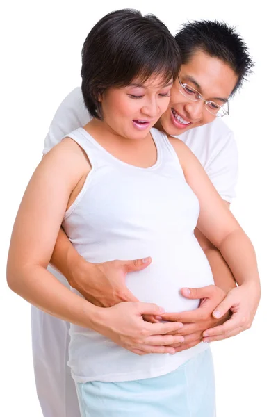 Pregnancy with couple - caring — Stock Photo, Image