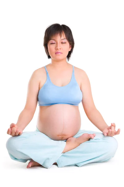Pregnancy series - yoga with eyes close — Stock Photo, Image