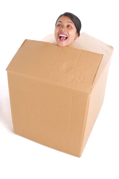 Gritando dentro da caixa — Fotografia de Stock