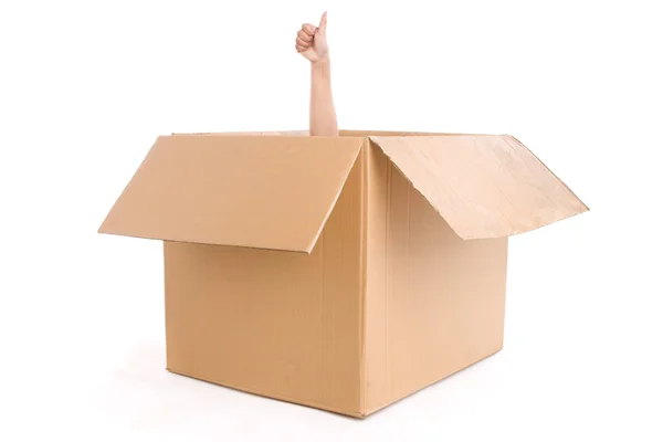Thumb up from open box — Stock Photo, Image