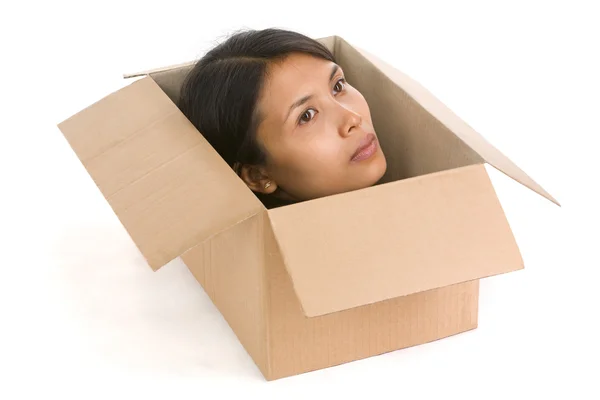 Head in box series - looking — Stock Photo, Image