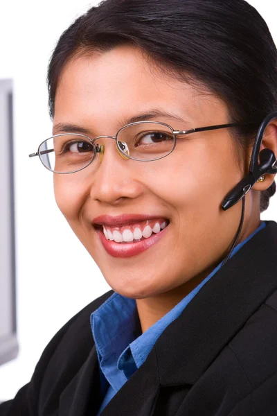 Smiling customer service (vertical shoot) — Stock Photo, Image