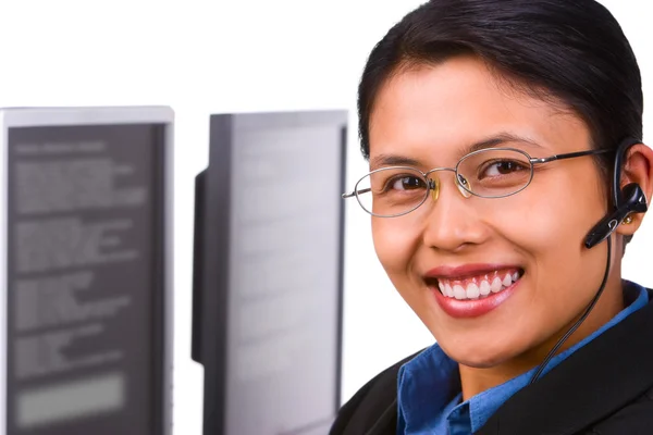 Smiling customer service (horizontal shoot) — Stock Photo, Image