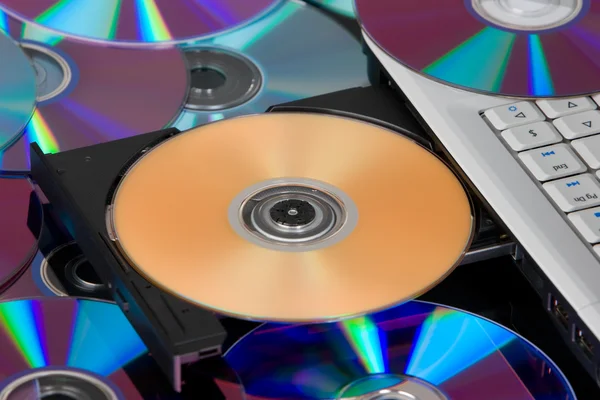 DVD su DVD ROM vassoio — Foto Stock