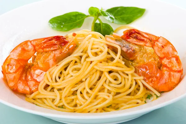 stock image Plain spaghetti with shrimps