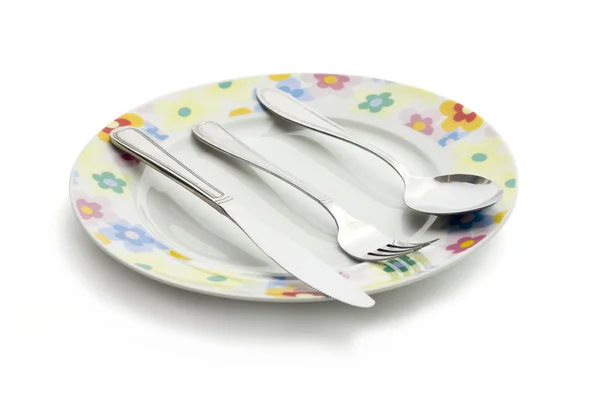 Metal Cutlery On The Plate — Stock Photo, Image