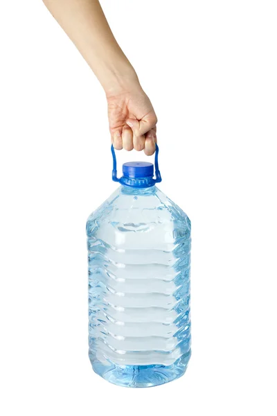 Water fles in de hand — Stockfoto
