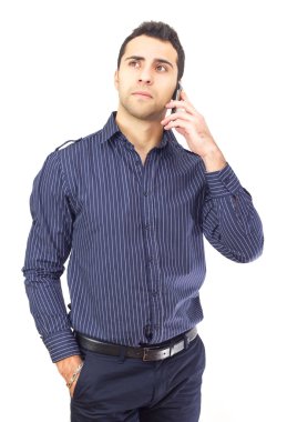 Young business man talkink on the phone clipart