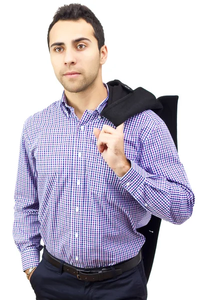 Homem de negócios segurando seu casaco sobre o ombro — Fotografia de Stock