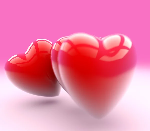 Amor cartão de saudação com três corações — Fotografia de Stock