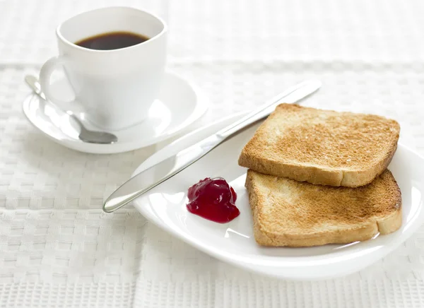 stock image Breakfast with toast,raspberry marmalade and coffee