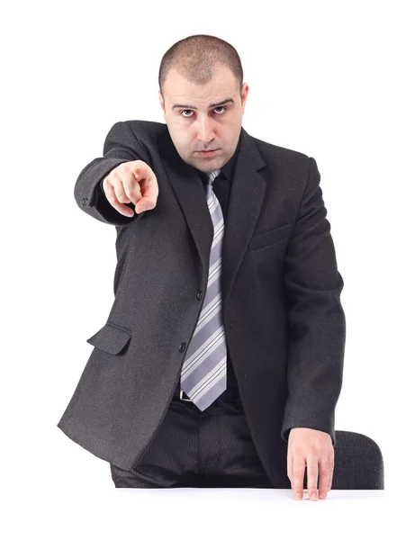 Adult business man pointing to someone — Stock Photo, Image