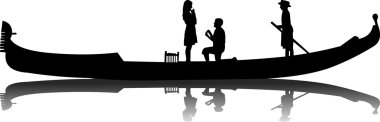 Romantic proposal in a Venetian gondola clipart