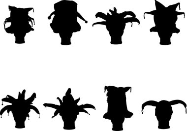 Detailed silhouette of a collection carnival caps clipart